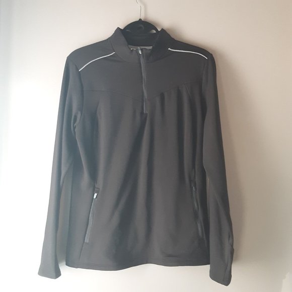 Persit New Black 1/4 Zip Pullover Fleece Lined Long Sleeve Shirt Thumbholes Lg - Picture 4 of 15